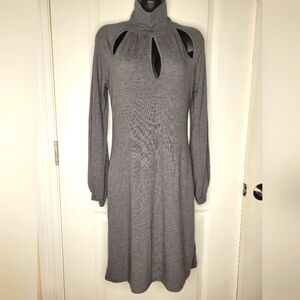 Grey Long Sleeve Turtle Neck Dress